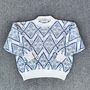 VTG Alfred Dunner 100% Cotton Crew Neck Chunky Knit Sweater Sz L Scandi Holiday